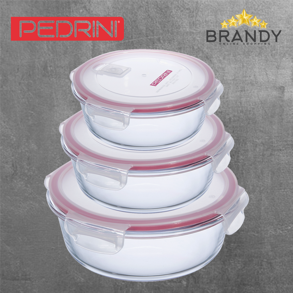 Glass Food Containers Round Set 3pcs