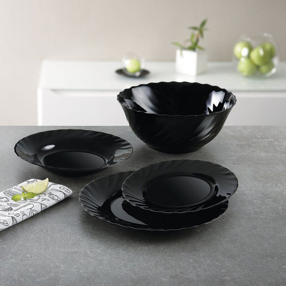 Trianon Black Salad Bowl 24cm Opal Glass