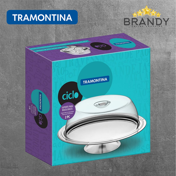 Ciclo Cake Stand With Cover, Stainless Steel & Acrylic