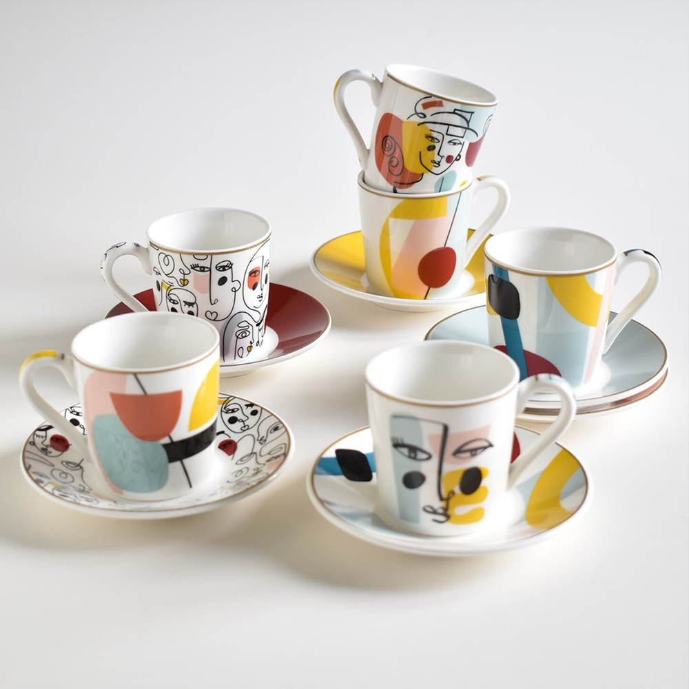 Modernism Coffee Cups Set 6pcs, Porcelain, 100ml
