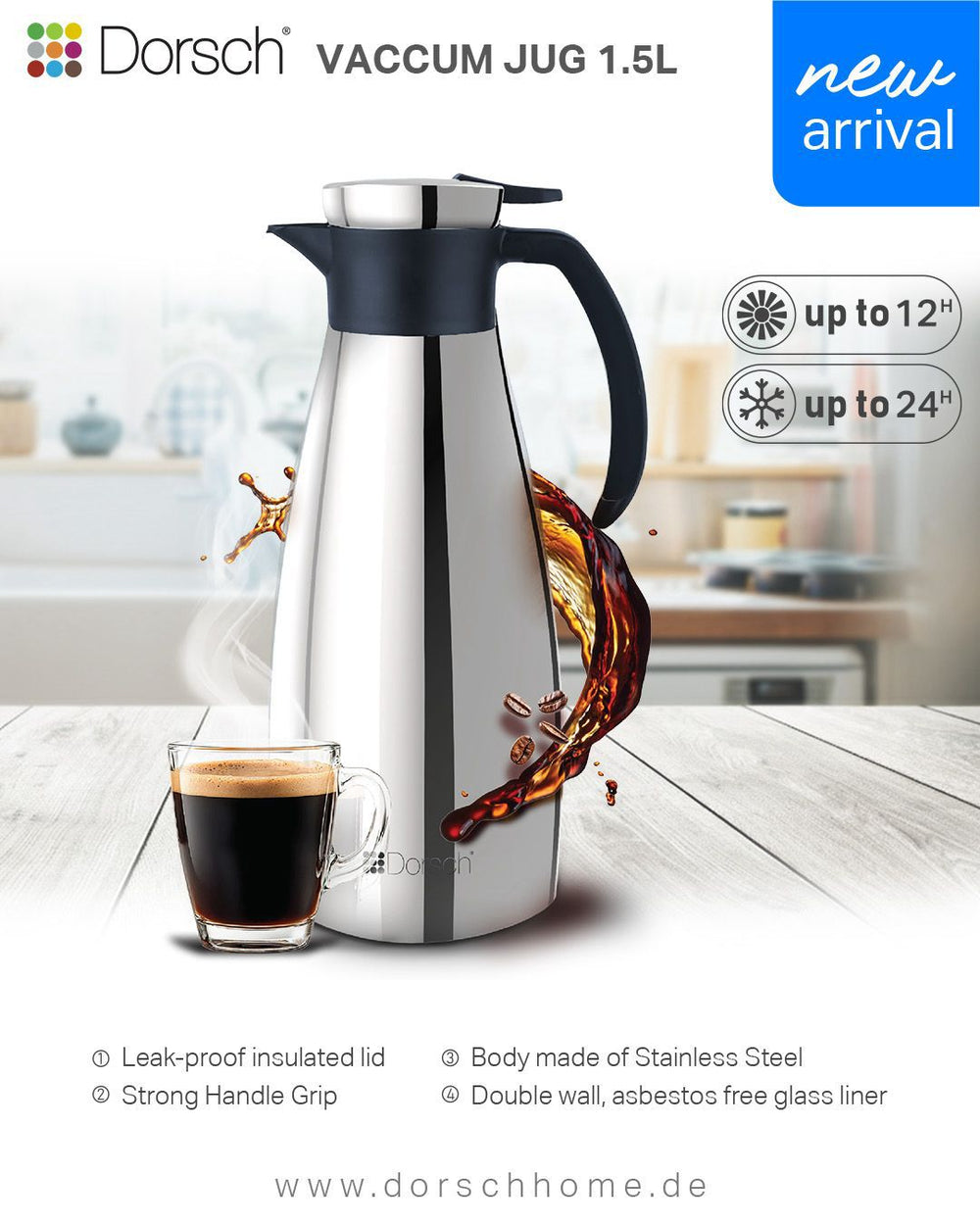 Stainless Steel Jug - 1.5 Liters