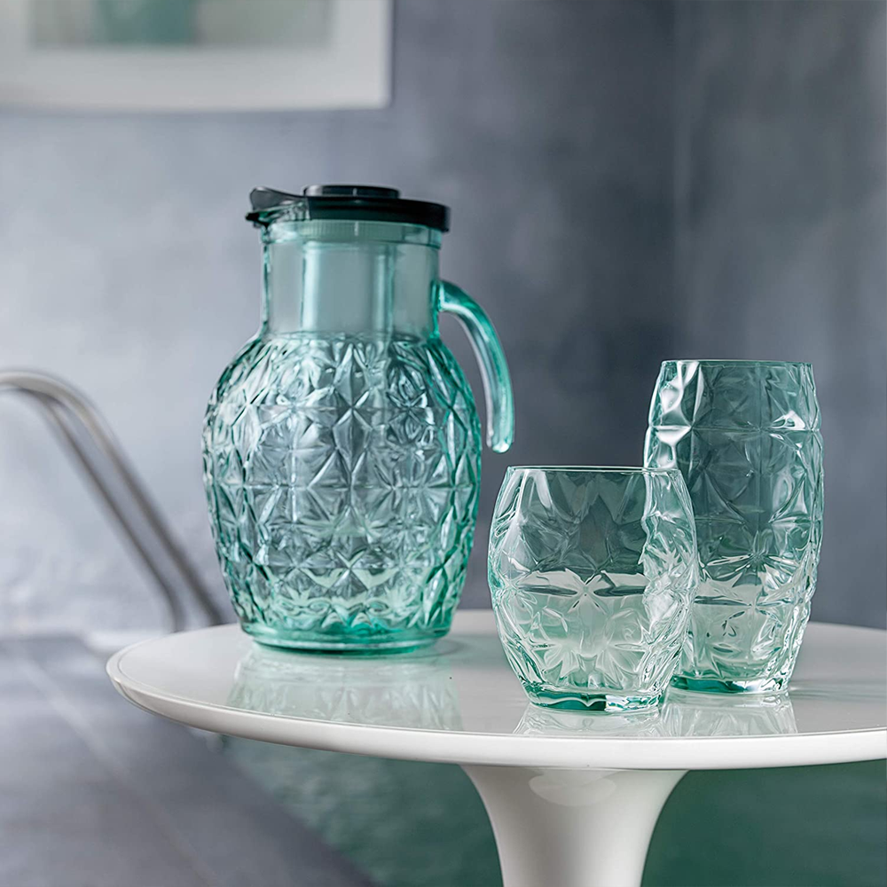 Oriente Green Short Cups Set 6pcs, 40cl Glass, Made in Italy