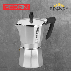 Pedrini Polished Aluminium Moka Pot - Coffee Maker - 3 Sizes