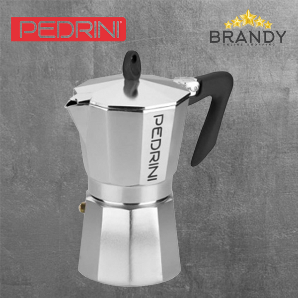Pedrini Polished Aluminium Moka Pot - Coffee Maker - 3 Sizes