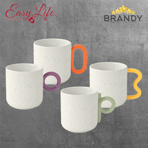 Creative Porcelain Mugs Set of 4 with Colorful Handles