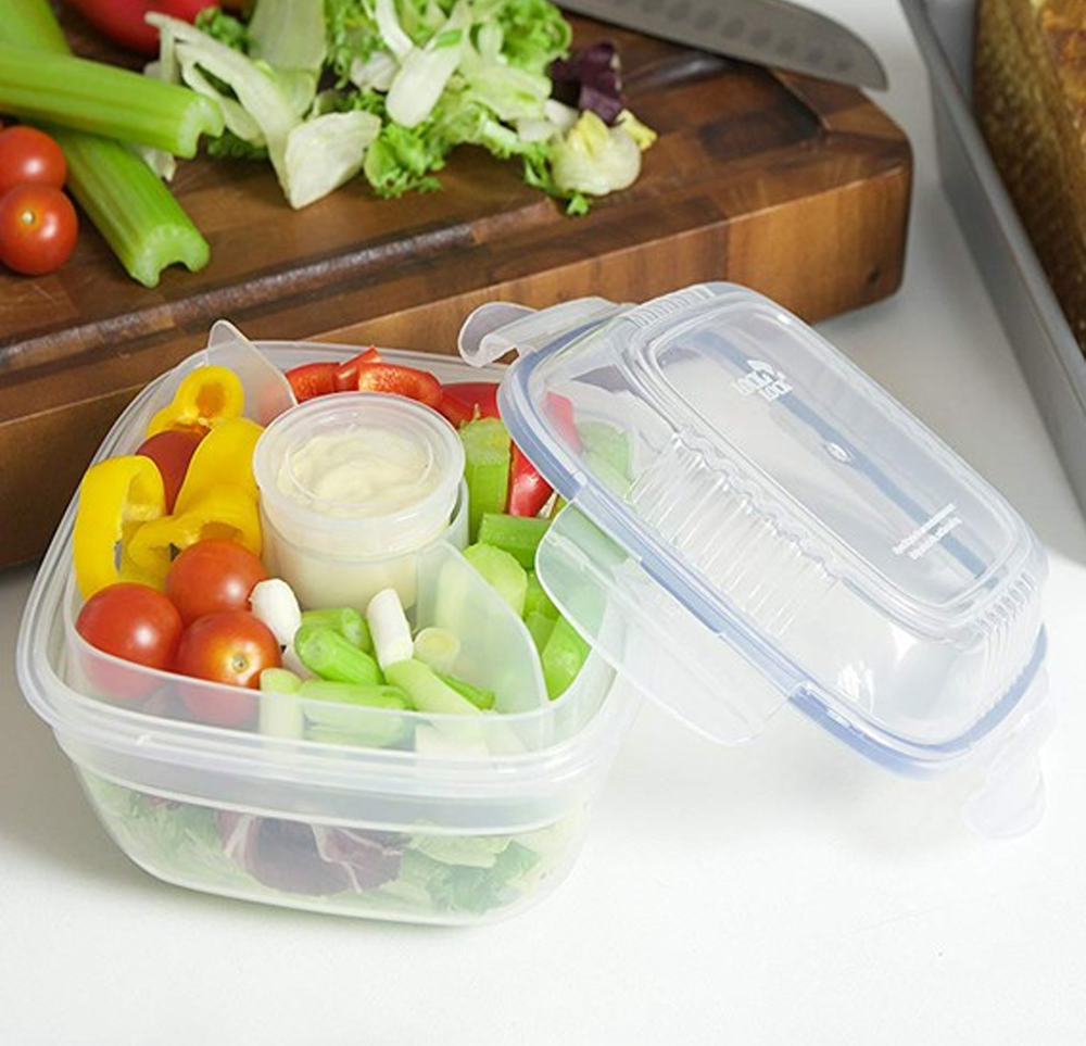 Salad Lunch Box with Divided Tray and Dressing Container