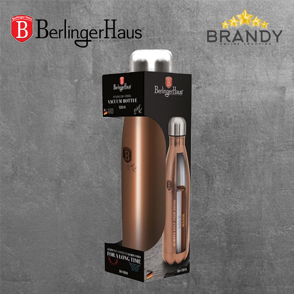 Vacuum Bottle Rose Gold 500ml Stainless Steel 18/10 Leakproof Insulated