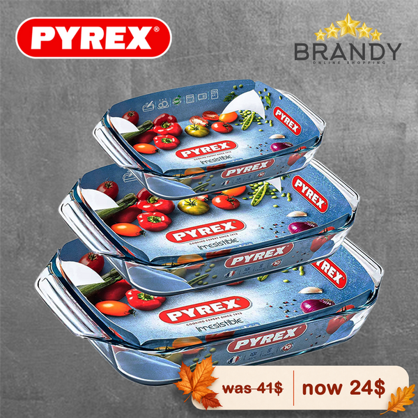 Pyrex Irresistible 3-Piece Rectangular Glass Roaster Set