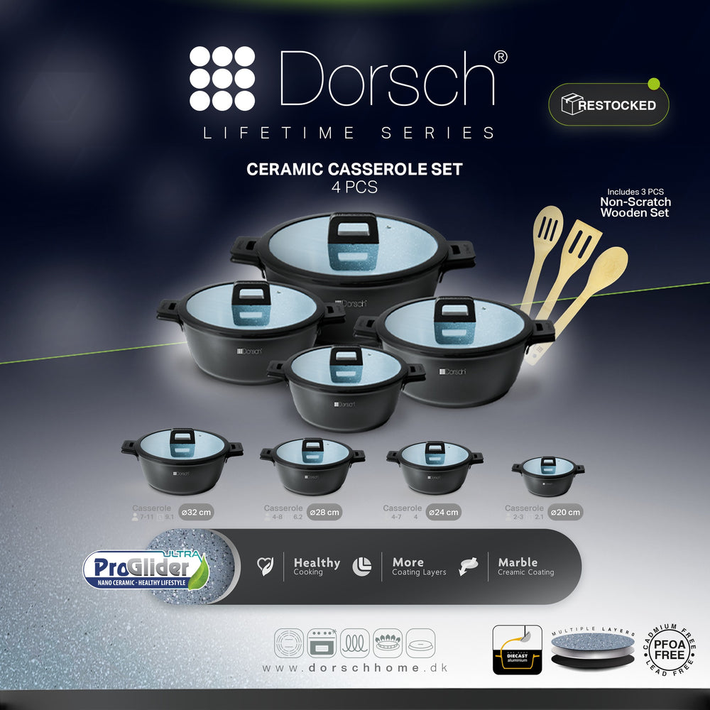 Lifetime Granite Set 4 Pots + Free Luminarc 3 Containers
