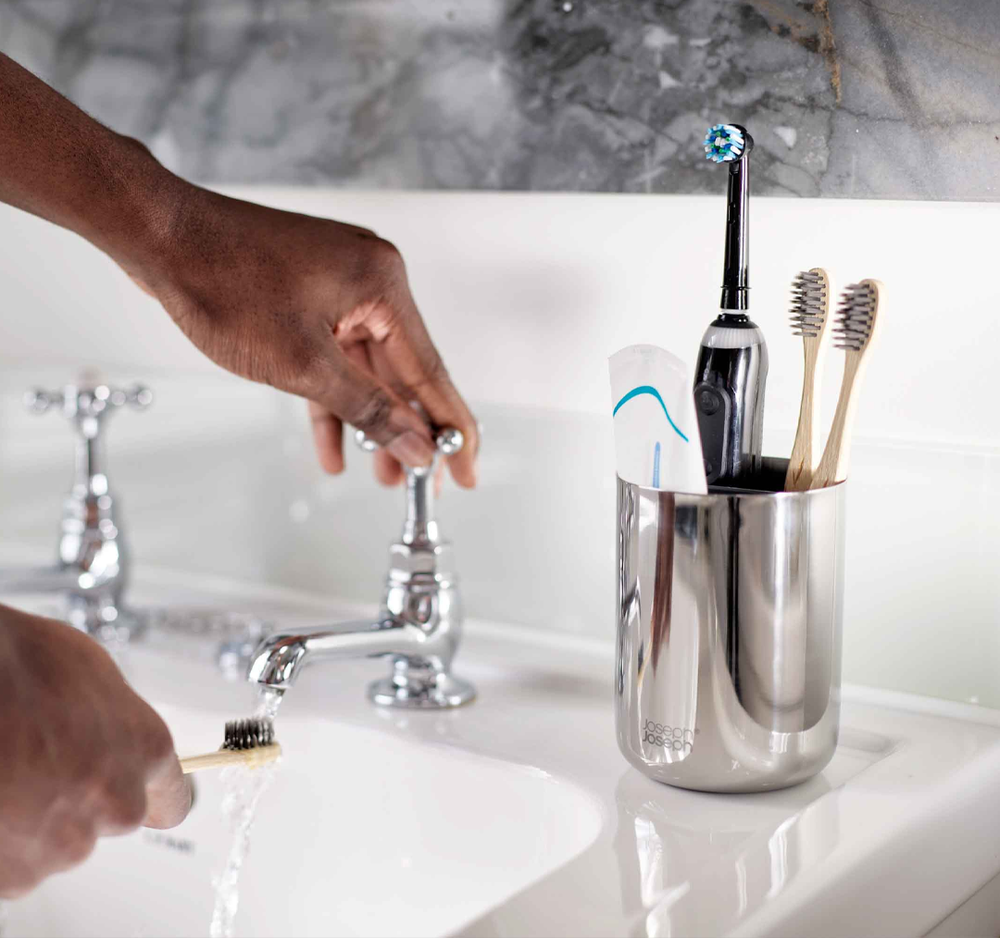 EasyStore Luxe Stainless-steel Toothbrush Caddy