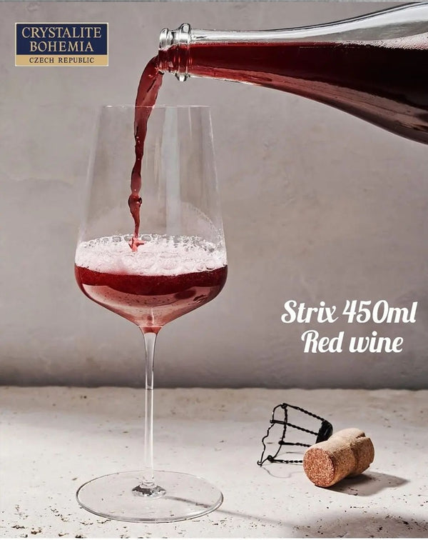 Strix Wine Glasses Set 6pcs, Crystal Glass, 360ml & 450ml