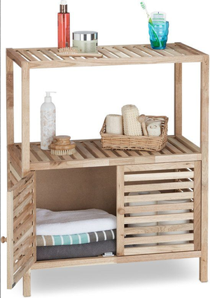 Norway Shelf 2 Tiers & 2 Doors - Walnut Wood Bathroom Storage