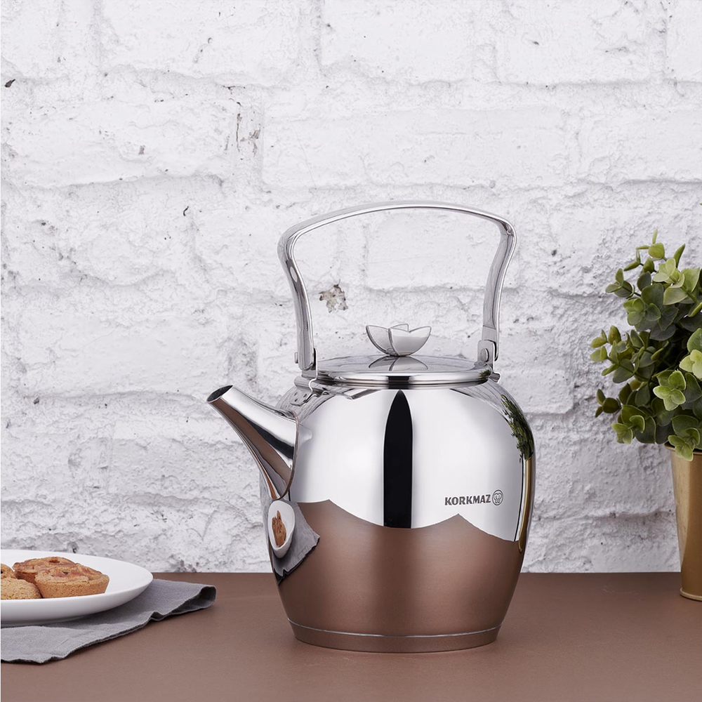 Butterfly Tea Pot, Stainless Steel, 2.3L Polished Finish, Dishwasher Safe
