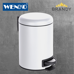 Leman White Pedal Bin, Durable Steel, 3L & 5L Capacity