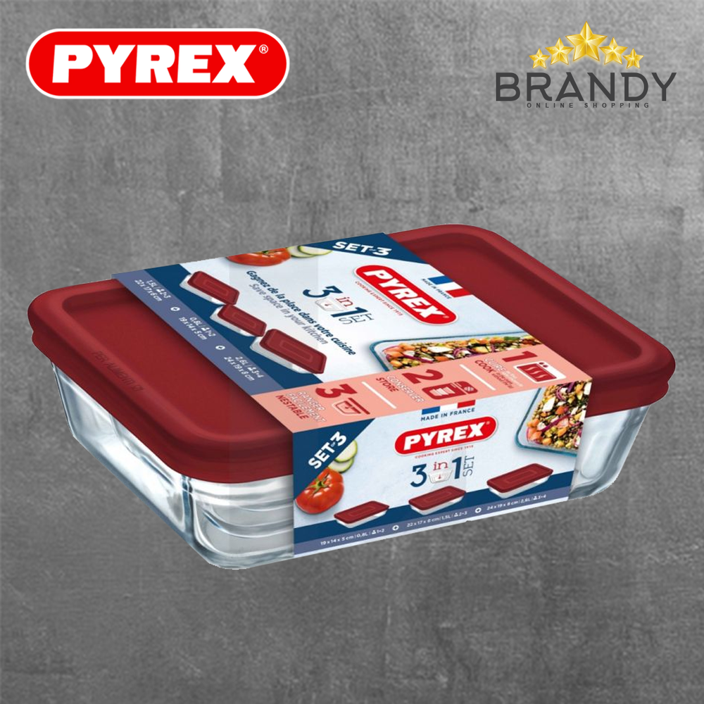 Cook & Freeze Set 3 Containers With Red Lid