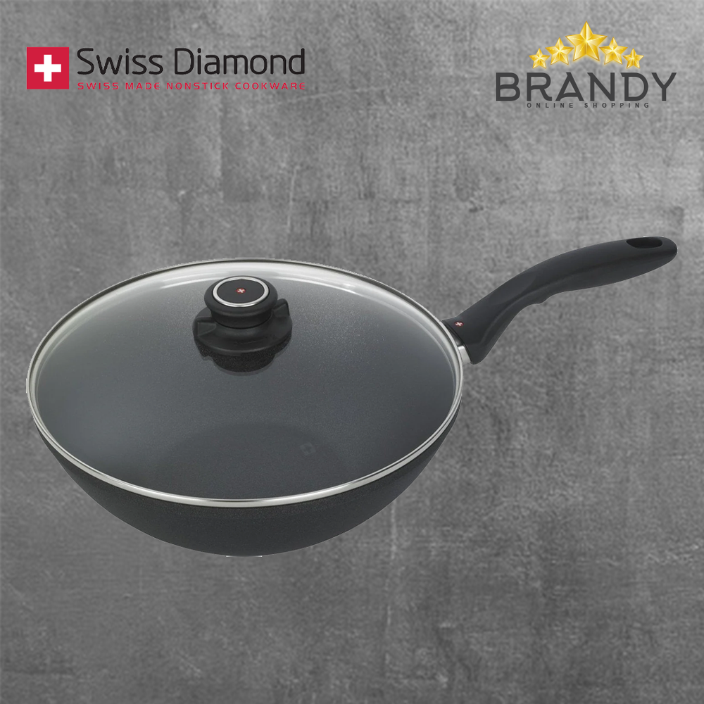 Diamond Wok With Lid 28cm - Non-Stick Swiss Cookware