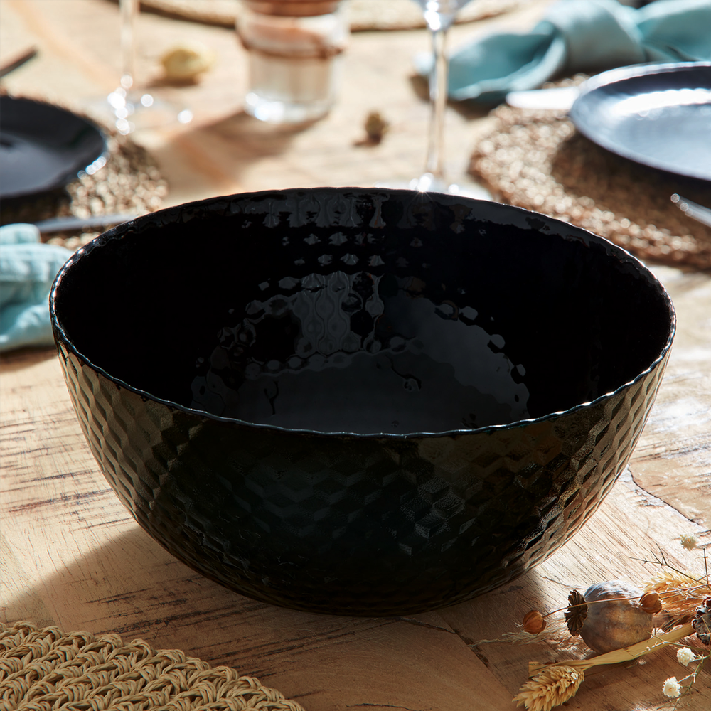 Pampille Black Salad Bowl 24cm Opal Glass