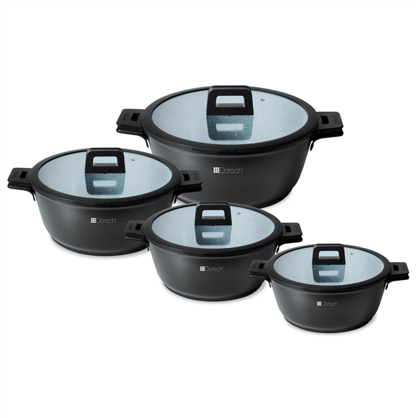 Lifetime Granite Set 4 Pots + Free Luminarc 3 Containers