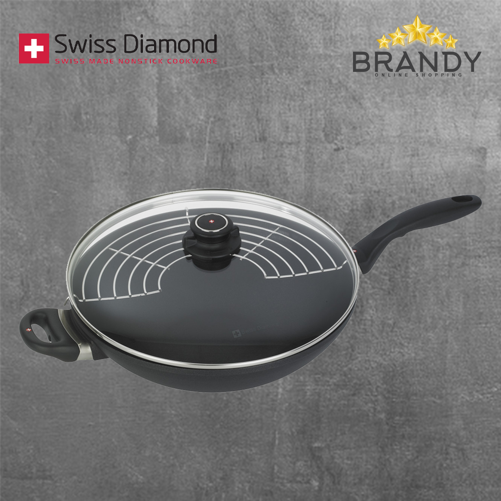 Diamond Wok With Lid 32cm - Non-Stick Swiss Cookware