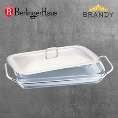 Baking Dish With Stand & Lid, Tempered Glass, 2.4L, Stainless Steel Lid