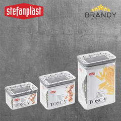 Tosca Grey Rectangular Jar - BPA Free Plastic, Dishwasher Safe