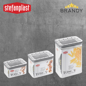 Tosca Grey Rectangular Jar - BPA Free Plastic, Dishwasher Safe