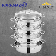 Korkmaz Perla A1524 28 cm Stainless Steel 5-Piece Steamer Set