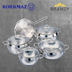 Korkmaz Tombik 9-Piece Stainless Steel Cookware Set A1800