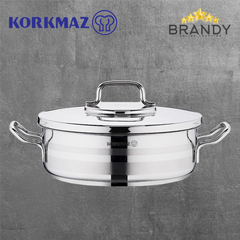 Korkmaz Astra2 Low Casserole Stainless Steel Induction Compatible Multiple Sizes