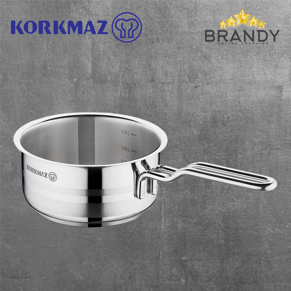 Korkmaz Astra2 Saucepan Stainless Steel Induction Compatible 14cm 1.0L, 16cm 1.8L