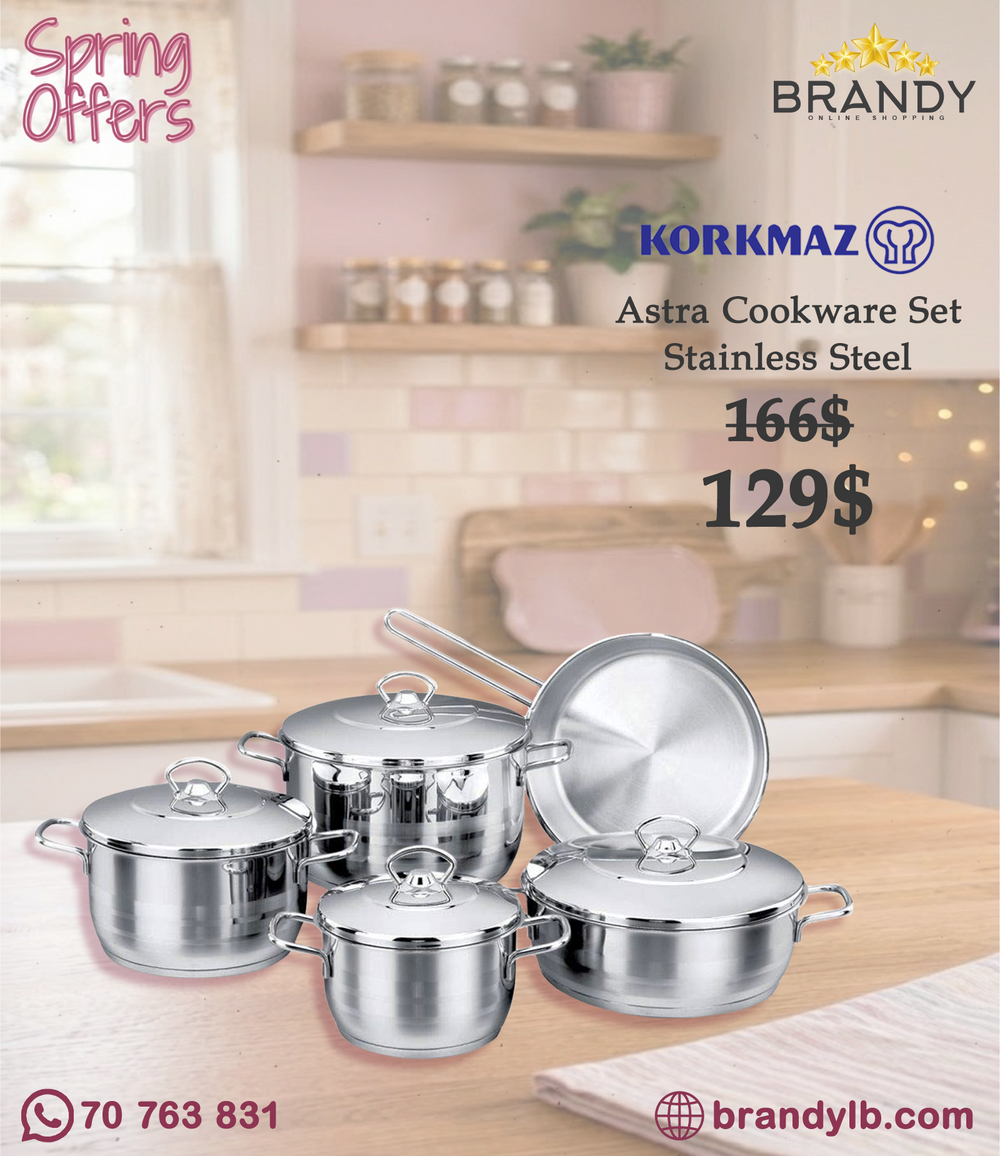 Korkmaz Astra A1900 9-Piece Stainless Steel Cookware Set Induction