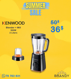Kenwood BLP15 Blender 2 L with Mill 500W 2 Speeds Pulse Black