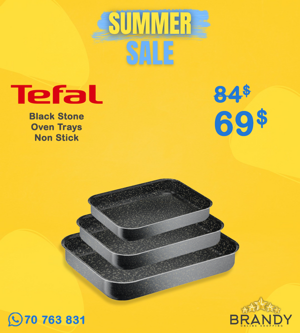 Tefal Black Stone Set 3 Rectangular Oven Dishes 29×22, 31×24, 37×27 cm