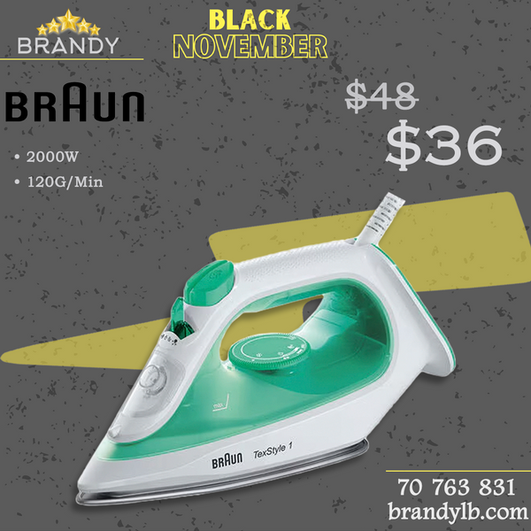 Braun Steam Iron SI1040GR with Non-Stick Ceramic Soleplate