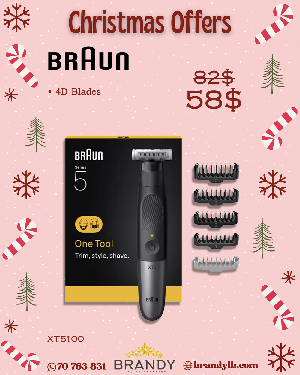 Shaver XT5100 Cordless Electric 4D Blade