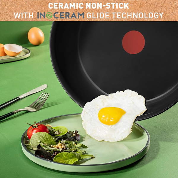 Tefal Renew Black Frypans Ceramic Non-Stick InoCeram - 3 Sizes