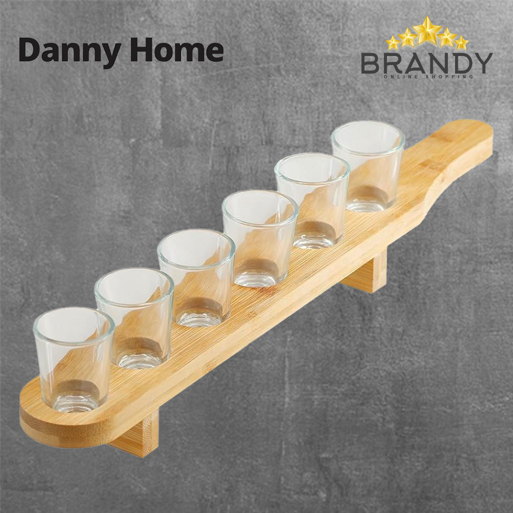 Danny Home Set 6 Glass Shots with Wooden Stand CB-154-1