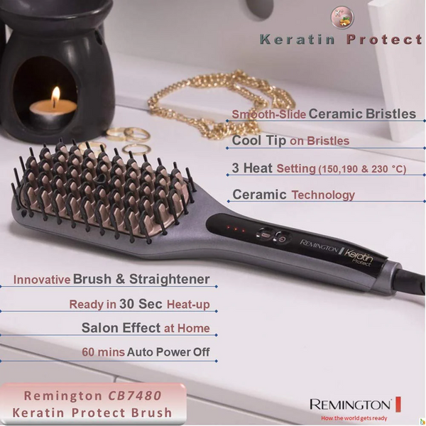 Remington Keratin Protect CB7480 Heated Ceramic Straightening Brush