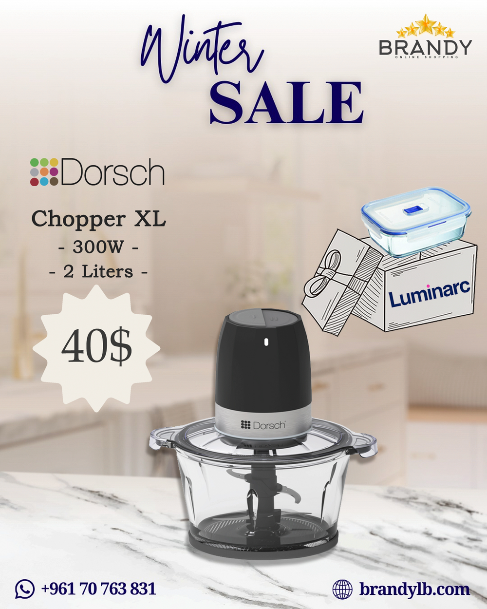 Chopper 2L CP-92 + Free Luminarc Glass Containers