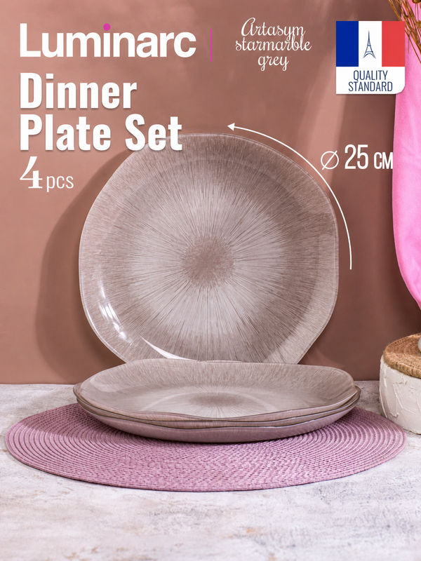 Luminarc Artasym Starmarble Grey 18-Piece Opal Glass Dinner Set