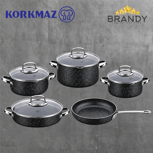 Korkmaz Galaksi Granite 9-Piece Cookware Set