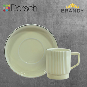 Dorsch Chateau-Crème Coffee Cups Set 6pcs Porcelain 90ml with Saucers-1