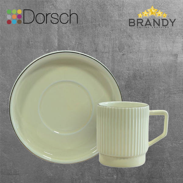 Dorsch Chateau-Crème Coffee Cups Set 6pcs Porcelain 90ml with Saucers-1