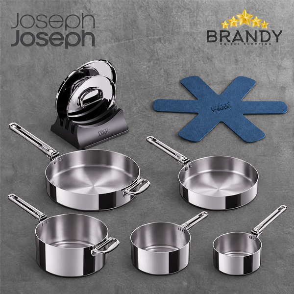 Joseph Joseph Space 5-Piece 3-Ply Stainless Steel Cookware Set Folding Handles
