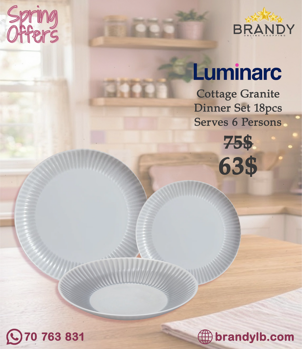 Luminarc Cottage Granite 18-Piece Opal Glass Dinner Set