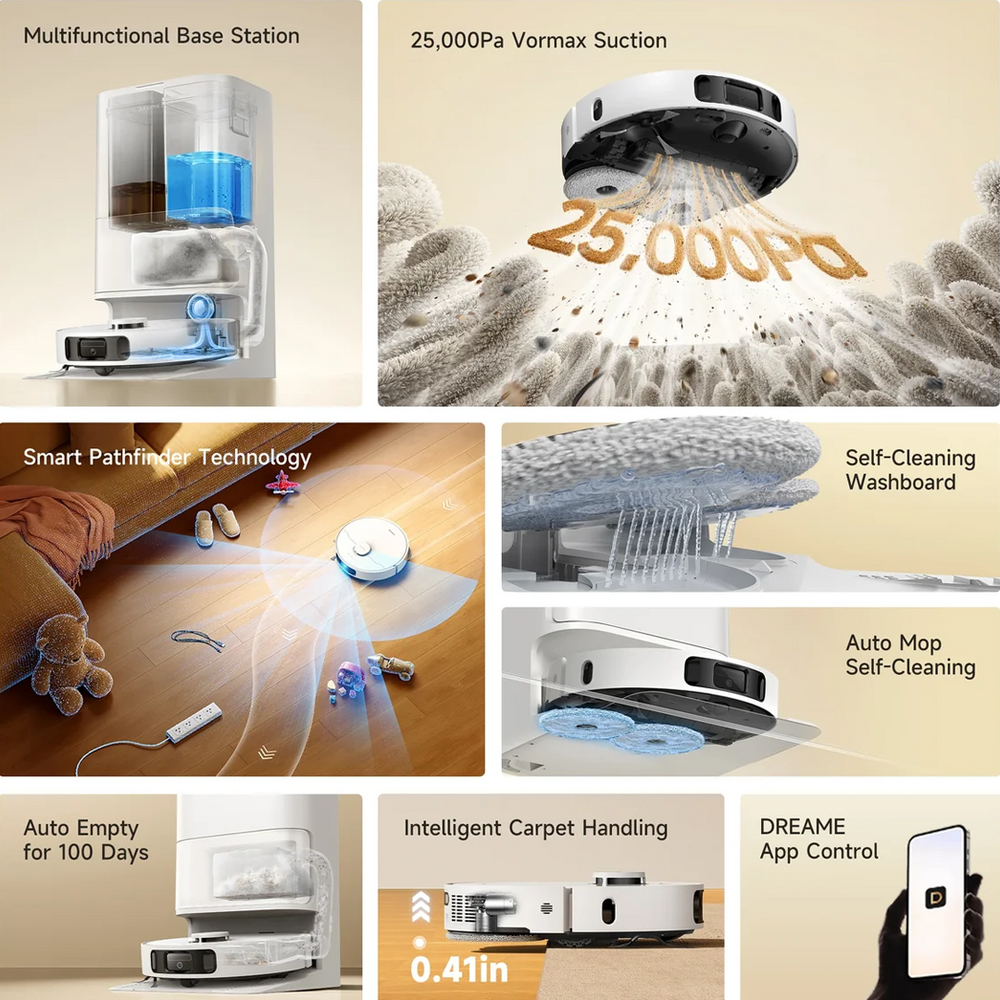 Dreame D30 Ultra Robot Vacuum & Mop PowerDock 25,000Pa White-1
