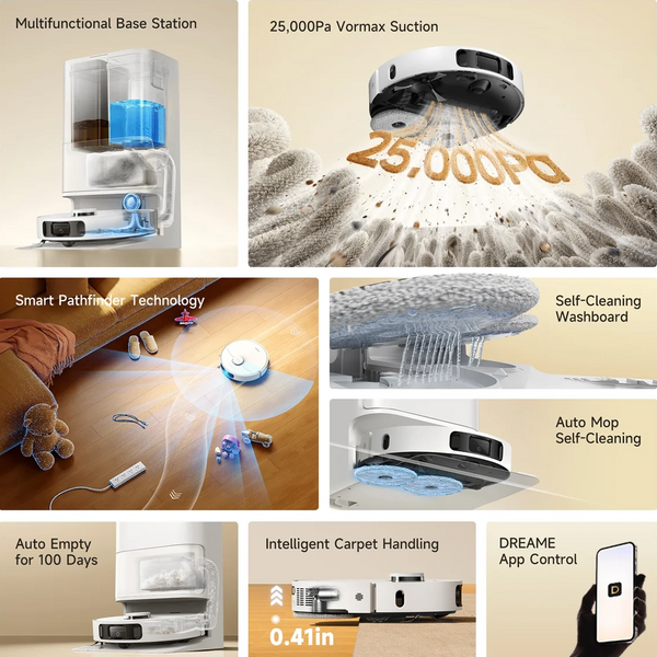 Dreame D30 Ultra Robot Vacuum & Mop PowerDock 25,000Pa White