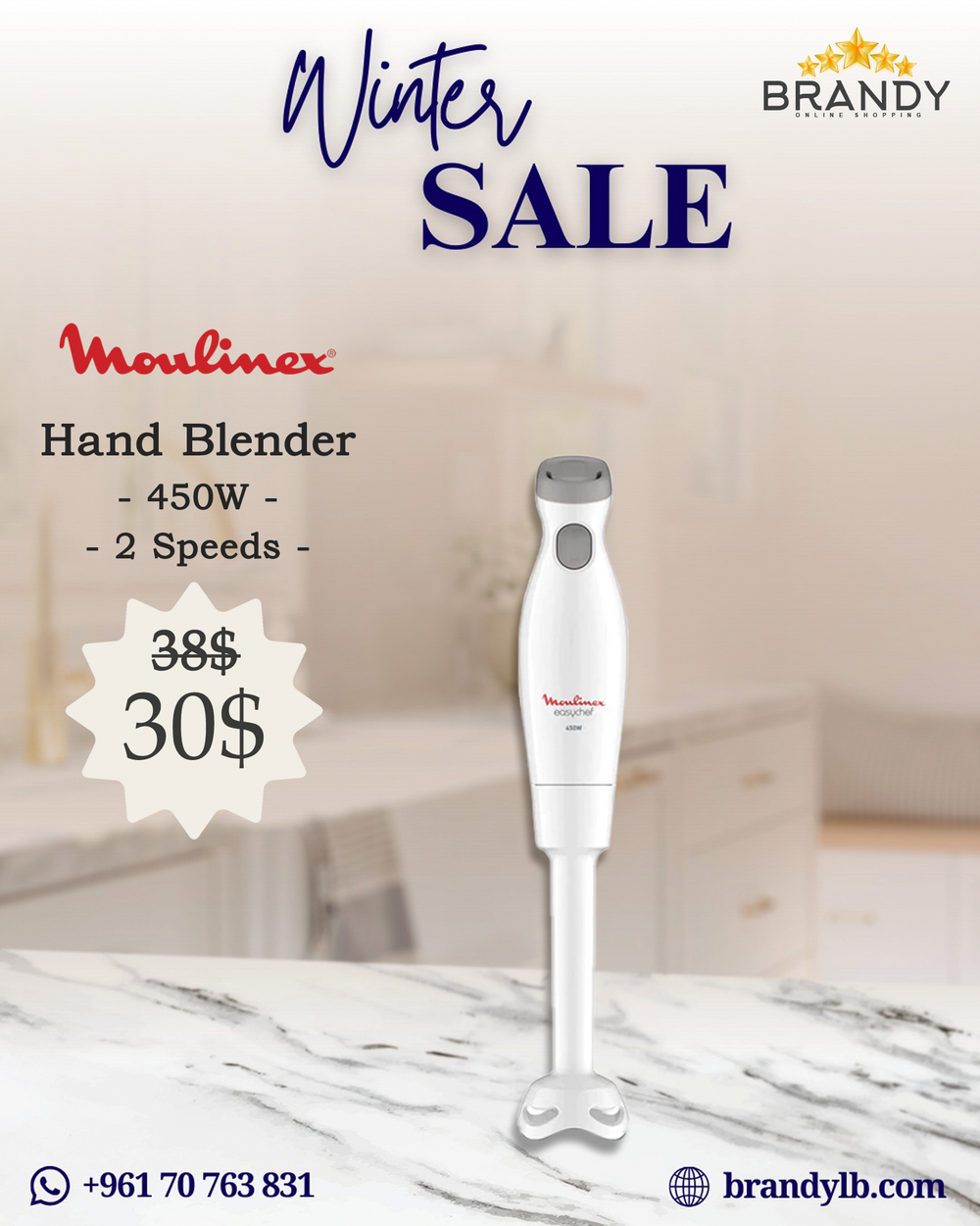 Hand Blender DD45A110 with 450W Power and 2 Speeds