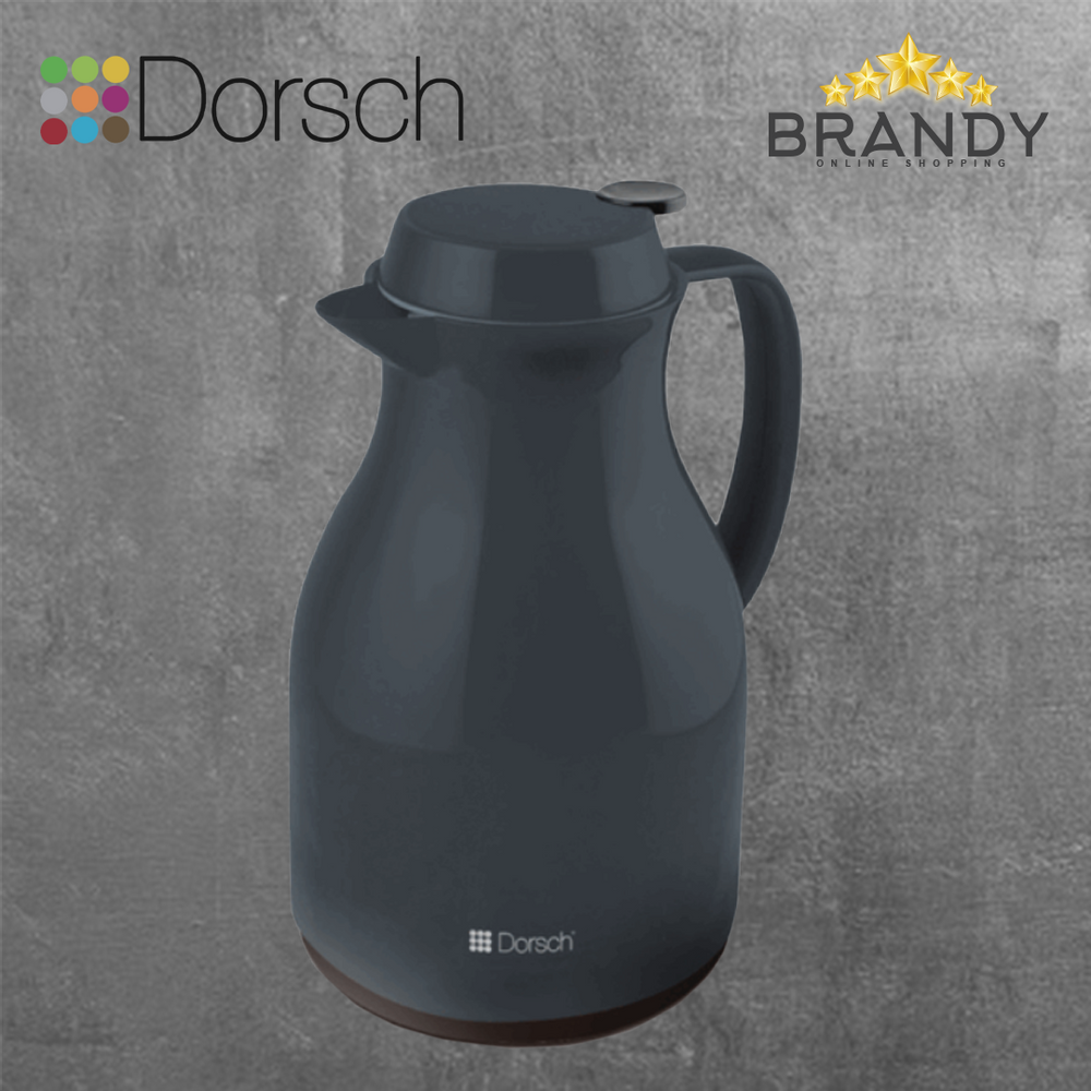 Dorsch Vacuum Jug 1 L Double-Wall Glass Liner Leakproof Lid Grey