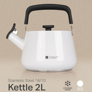 Dorsch White Kettle 2 Liters - Stainless Steel Interior